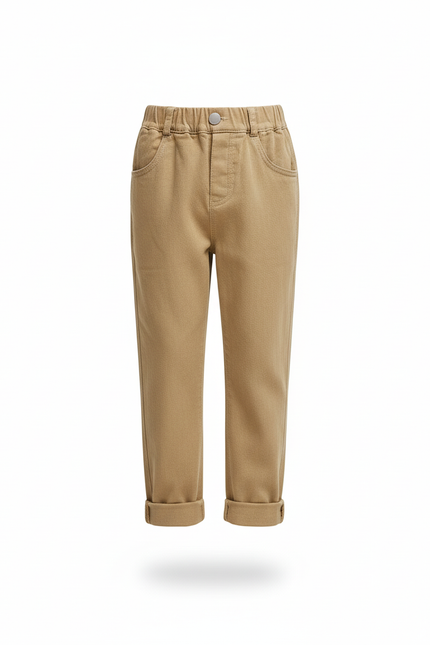 Pantalon En Lin Enfant Ample Marron Décontracté Coton - vue 3