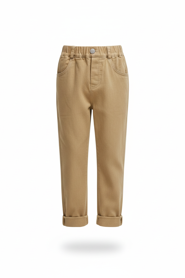 Pantalon En Lin Enfant Ample Marron Décontracté Coton - vue 3