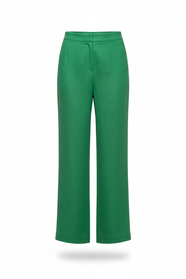 Pantalon En Lin Vert Ample Décontracté Fluide Élégant - vue 3