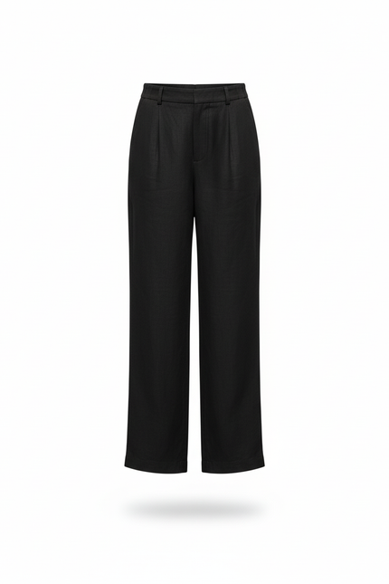 Pantalon En Lin Fille Noir Coupe Ample - vue 3