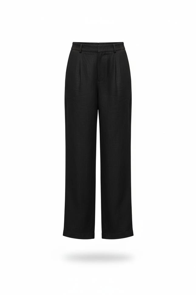 Pantalon En Lin Fille Noir Coupe Ample - vue 3