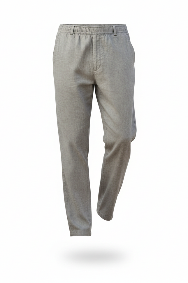 Pantalon En Lin Gris Homme Droit Décontracté Léger - vue 3