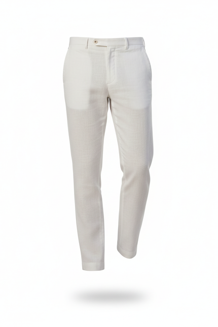 Pantalon En Lin Blanc Droit Élégant Homme Décontracté - vue 3