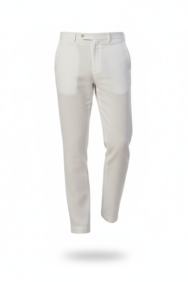 Pantalon En Lin Blanc Droit Élégant Homme Décontracté - vue 3