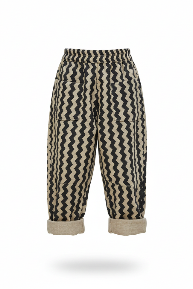 Pantalon En Lin Enfant Zigzag Ample Décontracté - Imprimé - vue 3