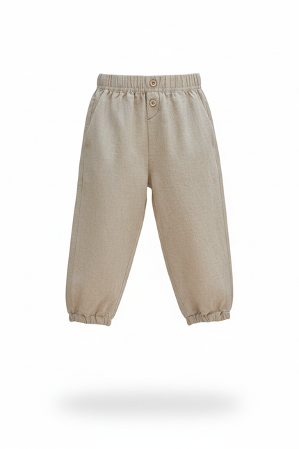 Pantalon En Lin Beige Ample Fille Décontracté - vue 3