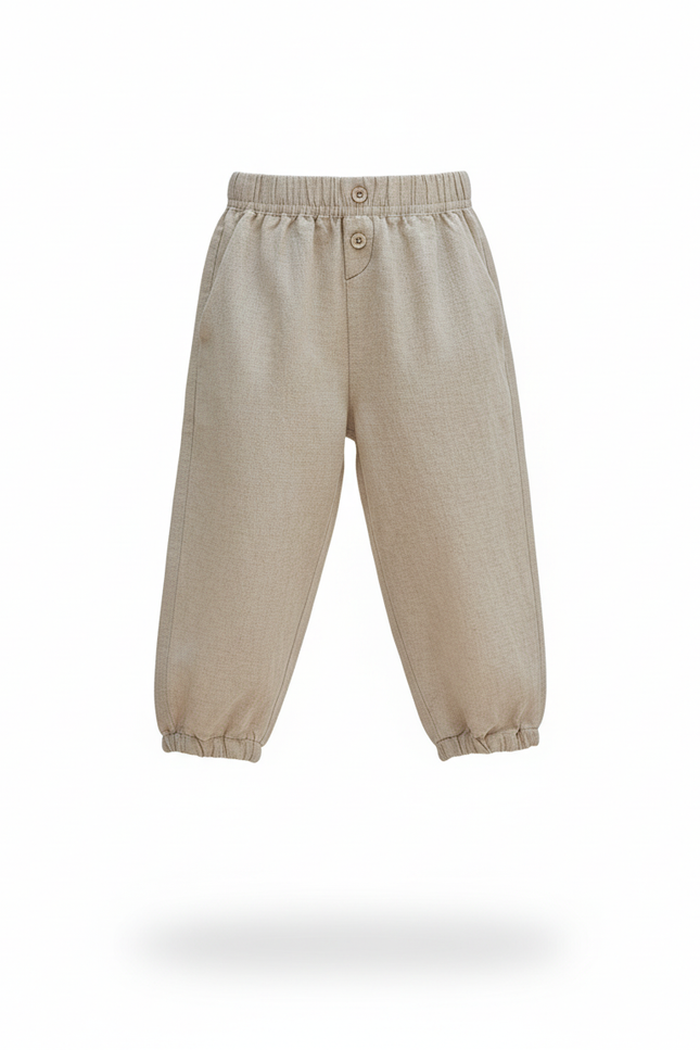 Pantalon En Lin Beige Ample Fille Décontracté - vue 3