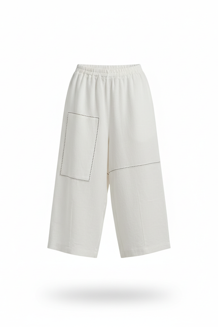 Pantalon En Lin Blanc Ample Confortable Décontracté Femme - vue 3