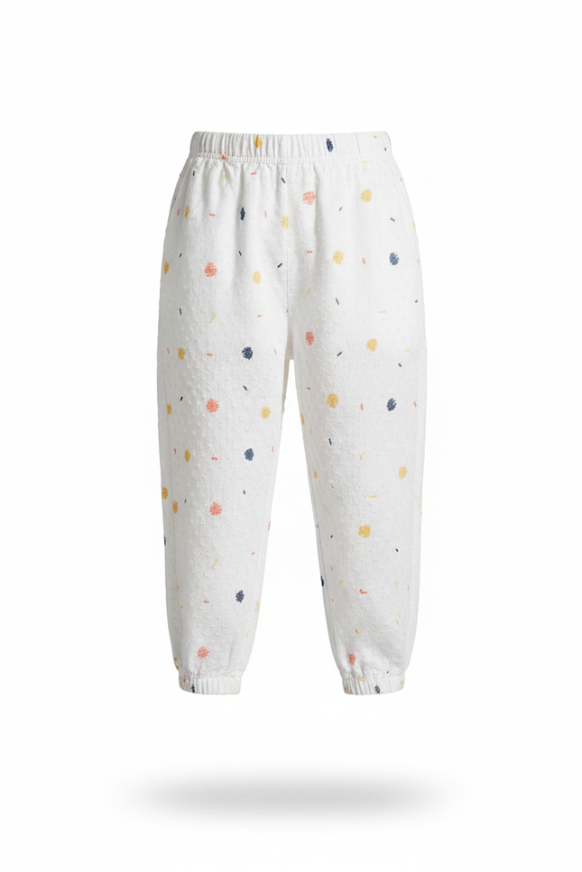 Pantalon En Lin Blanc Imprimé Coloré Ample Enfant - vue 3