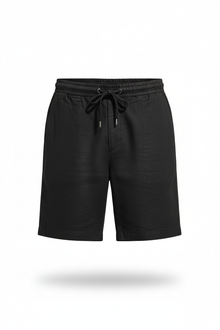 Pantalon En Lin Noir Ample Cordon Homme Casual - vue 3