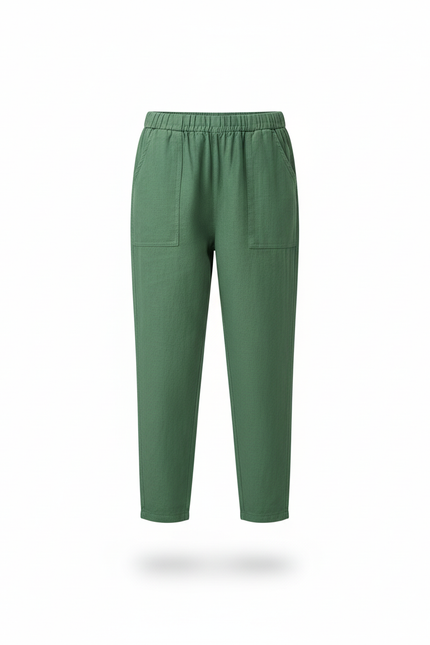 Pantalon En Lin Vert Fille Ample Décontracté Fluide - vue 3