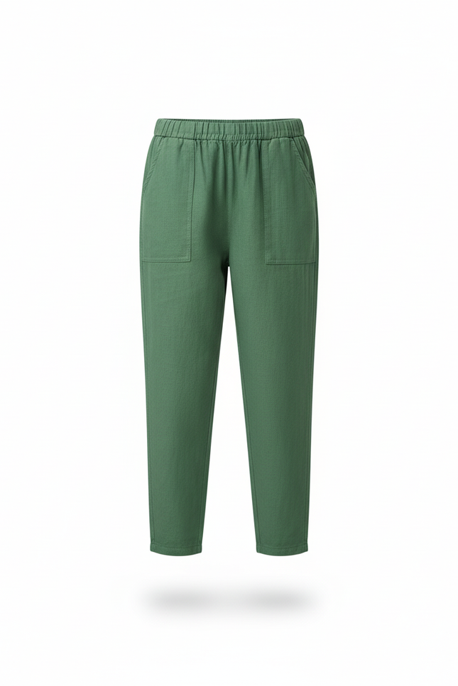 Pantalon En Lin Vert Fille Ample Décontracté Fluide - vue 3
