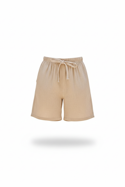 Pantalon En Lin Beige Court Décontracté Enfant - vue 3