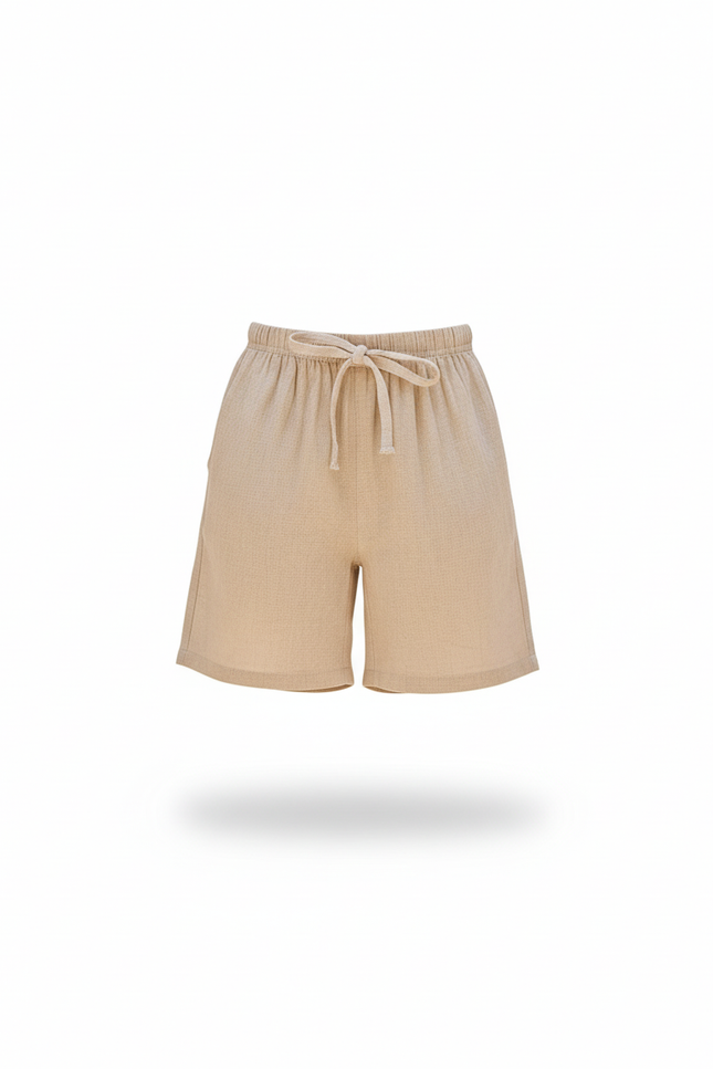 Pantalon En Lin Beige Court Décontracté Enfant - vue 3