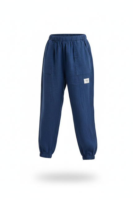 Pantalon Lin Bleu Et Blanc - vue 3
