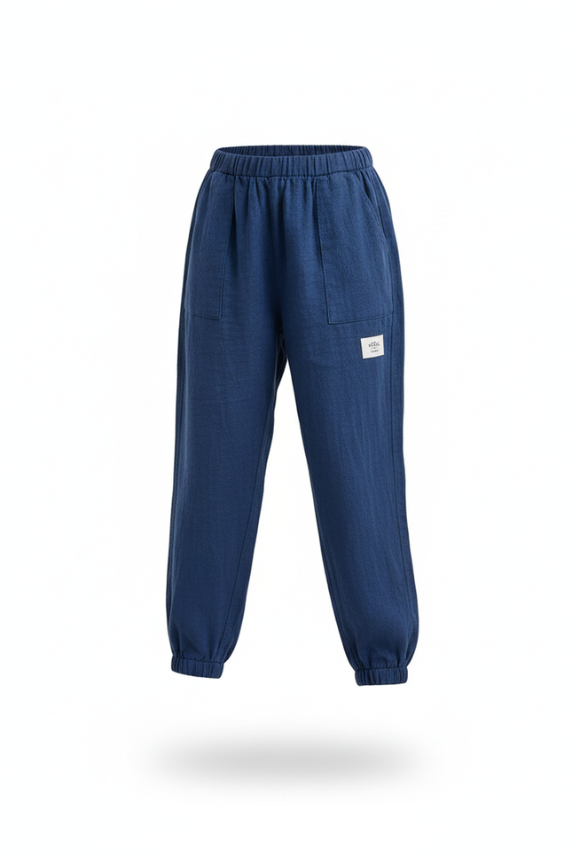 Pantalon Lin Bleu Et Blanc - vue 3