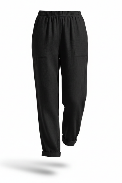 Pantalon Lin Froissé - Noir - vue 3