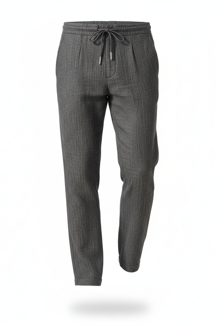 Pantalon En Lin Homme Gris Cordon Texturé Décontracté - Cordé - vue 3