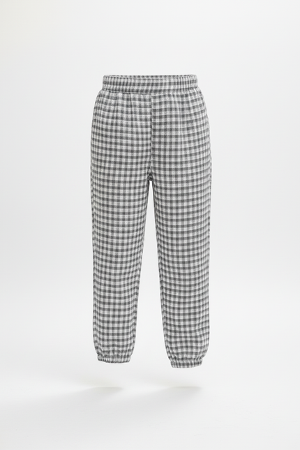 Pantalon En Lin Carreaux Vichy Élastiqué Fille Décontracté - Imprimé - vue 3