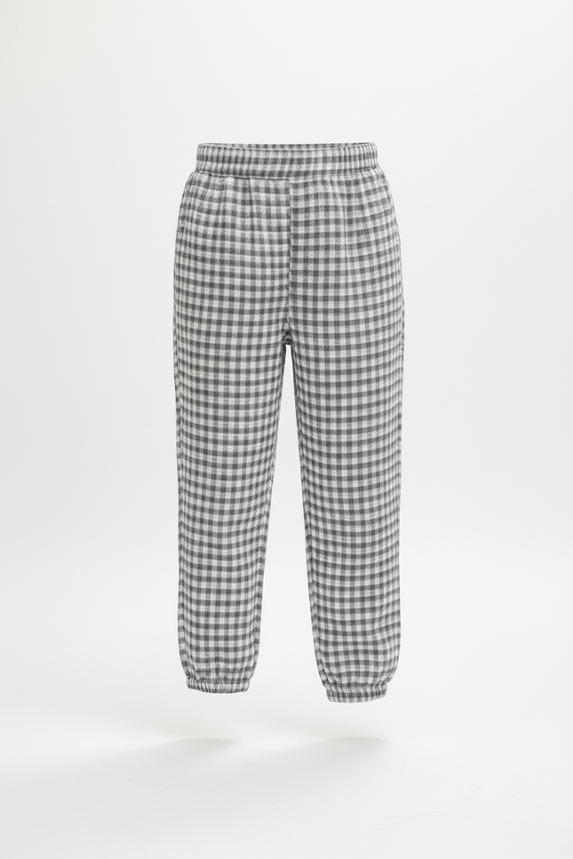 Pantalon En Lin Carreaux Vichy Élastiqué Fille Décontracté - Imprimé - vue 3