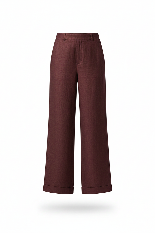 Pantalon Lin Chocolat - Bordeaux - vue 3
