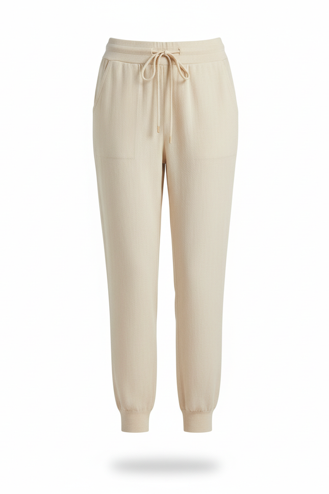 Pantalon En Lin Beige Jogger Confortable Décontracté - vue 3