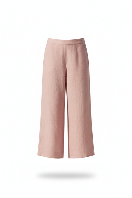 Pantalon En Lin Rose Pâle Ample Fluide - vue 3