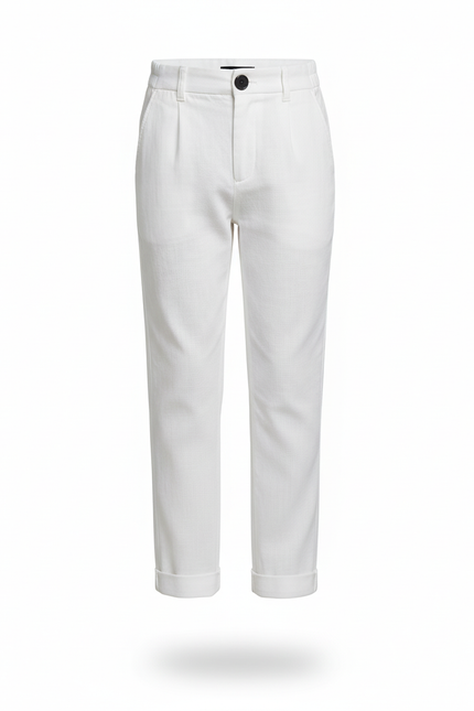 Pantalon En Lin Blanc Décontracté Garçon Élégant - vue 3