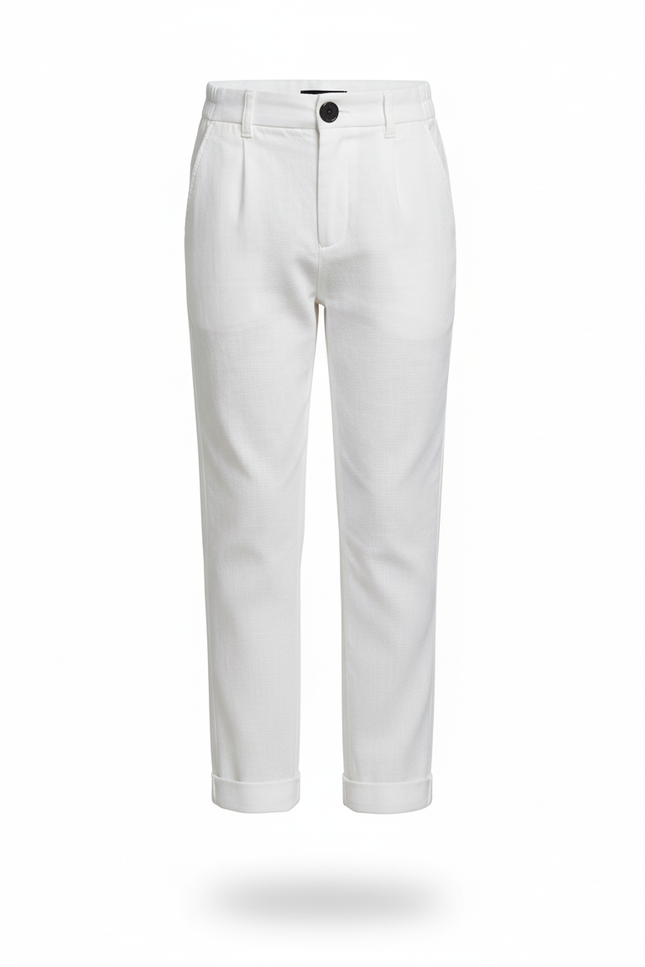 Pantalon En Lin Blanc Décontracté Garçon Élégant - vue 3
