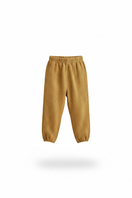 Pantalon En Lin Jaune Ample Plissé Enfant - vue 3
