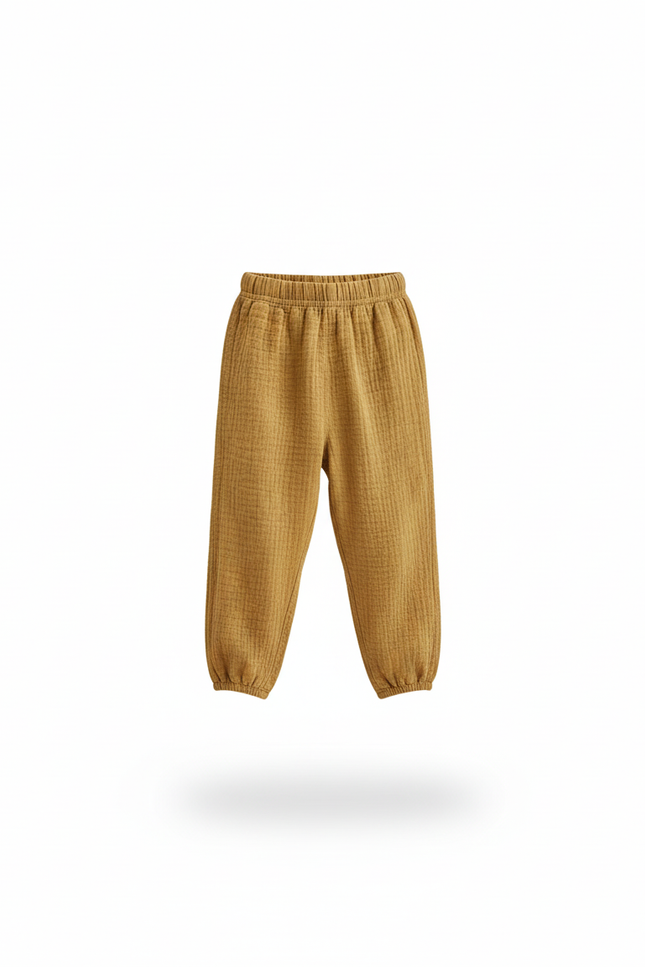 Pantalon En Lin Jaune Ample Plissé Enfant - vue 3