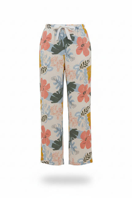 Pantalon En Lin Fleuri Ample Fluide Estival Imprimé - vue 3