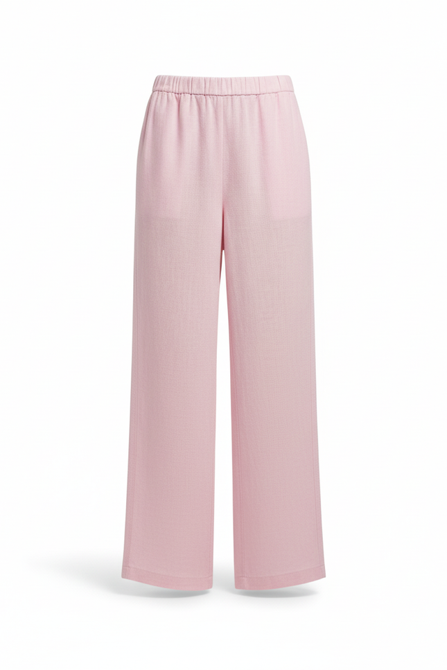 Pantalon En Lin Rose Ample Décontracté Léger Fluide - vue 3