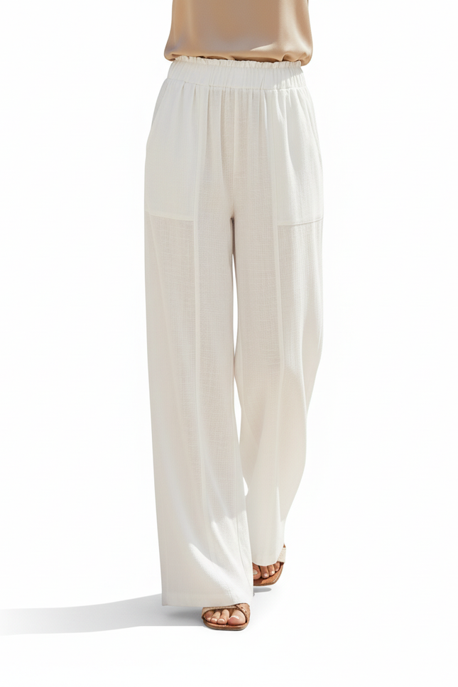 Pantalon En Lin Blanc Ample Léger Décontracté Fluide - vue 3