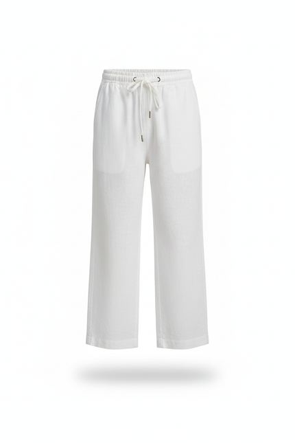 Pantalon En Lin Blanc Ample Enfant Cordon Décontracté - vue 3