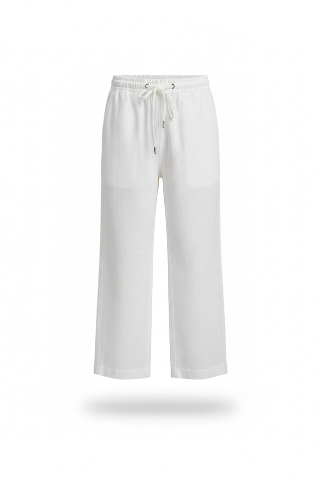 Pantalon En Lin Blanc Ample Enfant Cordon Décontracté - vue 3