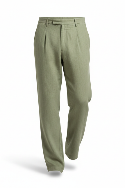 Pantalon En Lin Vert Homme Décontracté Confortable Léger - vue 3