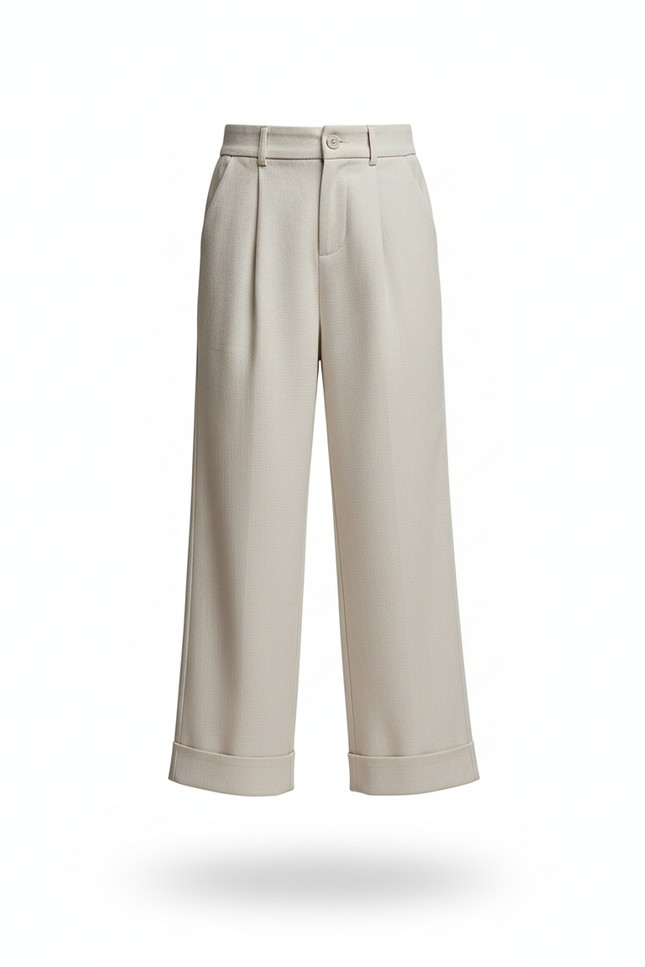 Pantalon En Lin Beige Ample Plissé Enfant Décontracté - vue 3