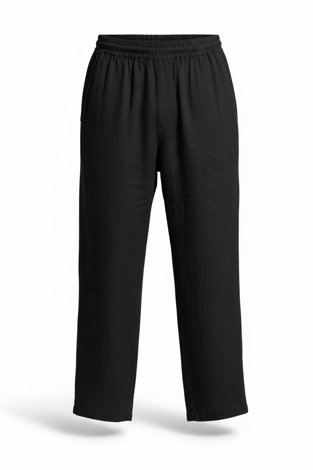Pantalon En Lin Homme Noir Coupe Ample Casual - vue 3