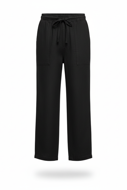 Pantalon En Lin Noir Ample Décontracté Enfant Léger - vue 3