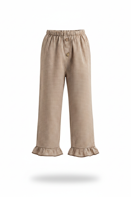 Pantalon En Lin Fille Beige Coupe Ample - Imprimé - vue 3