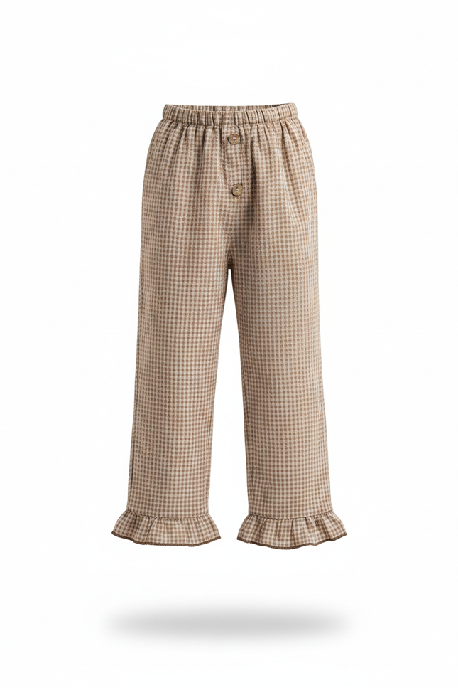 Pantalon En Lin Fille Beige Coupe Ample - Imprimé - vue 3