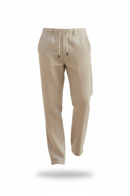 Pantalon Droit Lin - Beige - vue 3