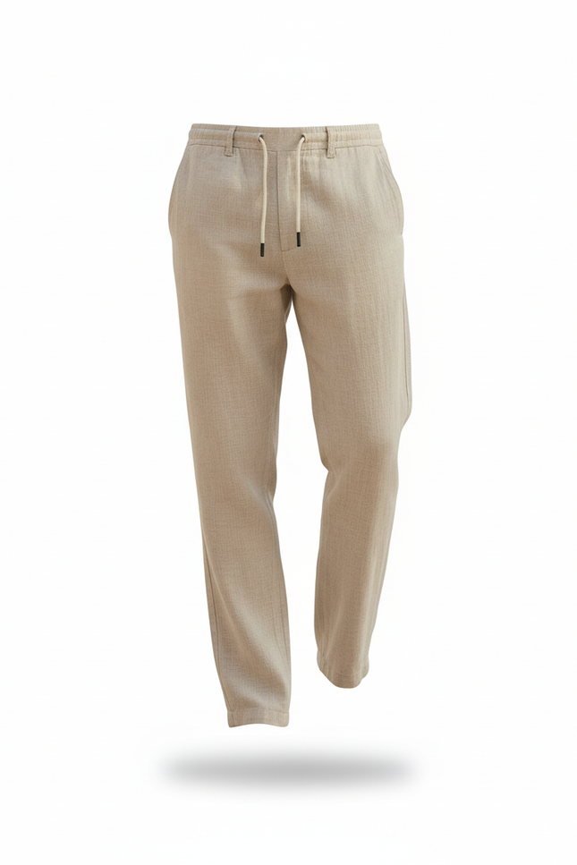 Pantalon Droit Lin - Beige - vue 3