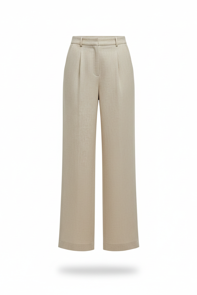 Pantalon En Lin Femme Écru Large - Beige - vue 3