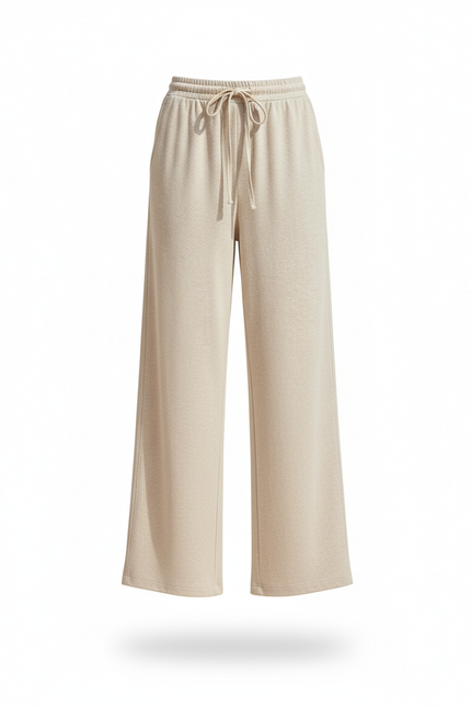 Pantalon En Lin Ample Cordon Beige Décontracté - vue 3