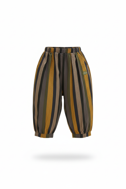 Pantalon En Lin Rayé Ample Garçon Décontracté Multicolore - vue 3
