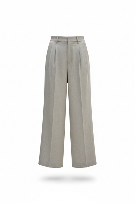 Pantalon En Lin Gris Ample Droit Élégant Décontracté - vue 3