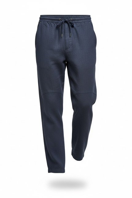 Pantalon Lin Homme Italien - Marine - vue 3