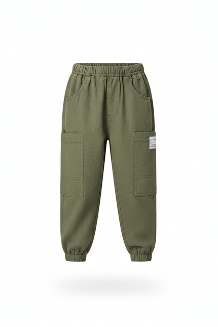 Pantalon En Lin Kaki Ample Décontracté Enfant - vue 3